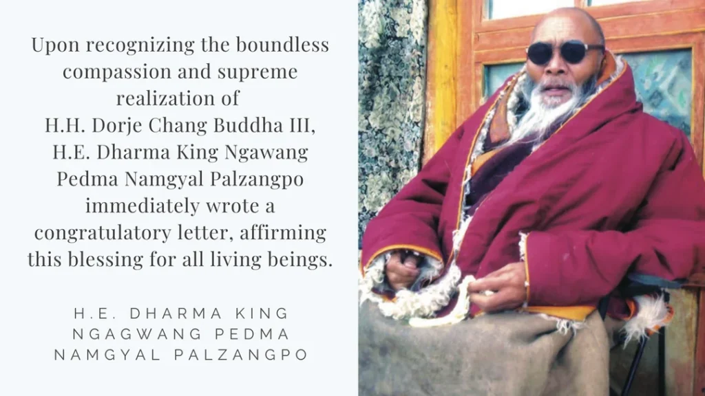 Recognitions & Congratulations to H.H. Dorje Chang Buddha III