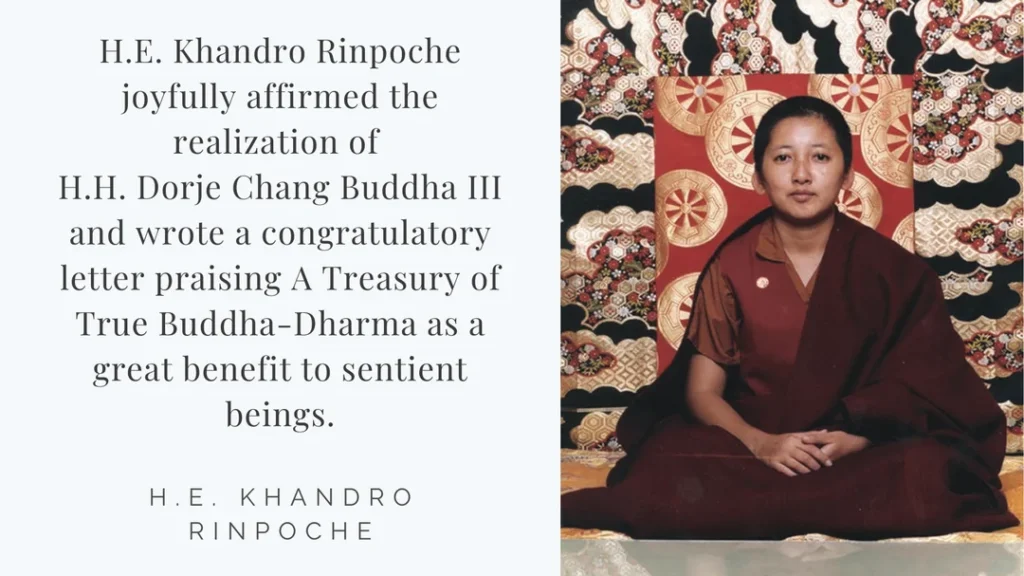 Recognitions & Congratulations to H.H. Dorje Chang Buddha III